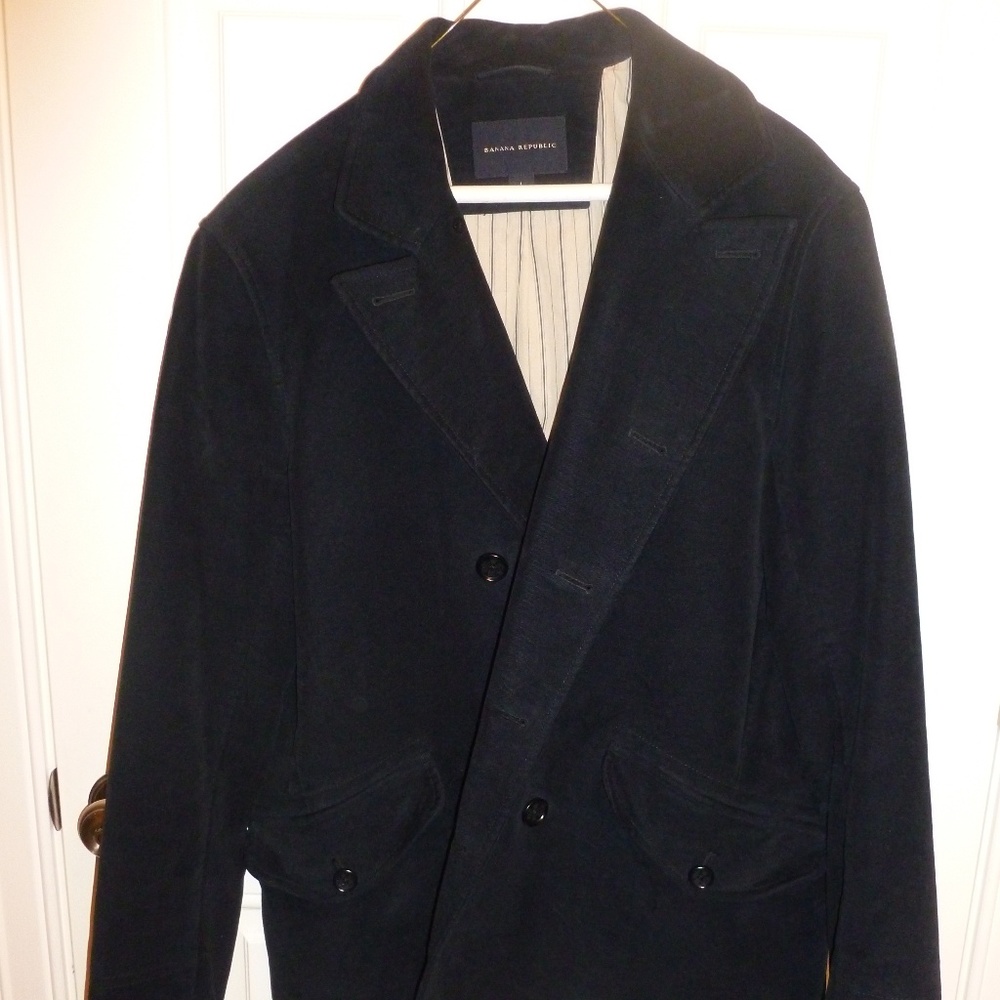 Banana Republic Mens Navy Blazer Brushed Cotton